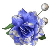 Ruža hlava s lístim, glitter 13 cm