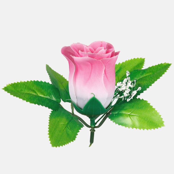 Ruža hlava puk 6 cm s lístkami a gypsomilkou